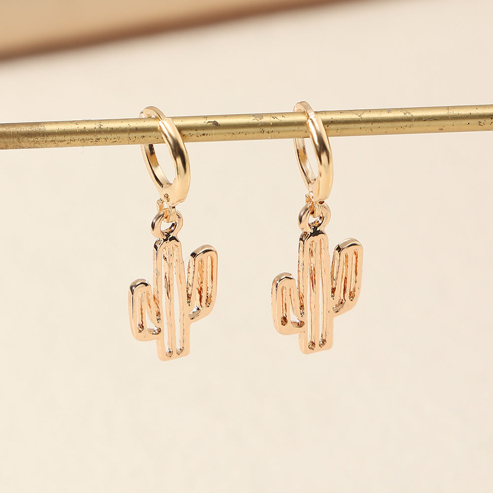 Golden Butterfly Pentagram Cone Earrings
