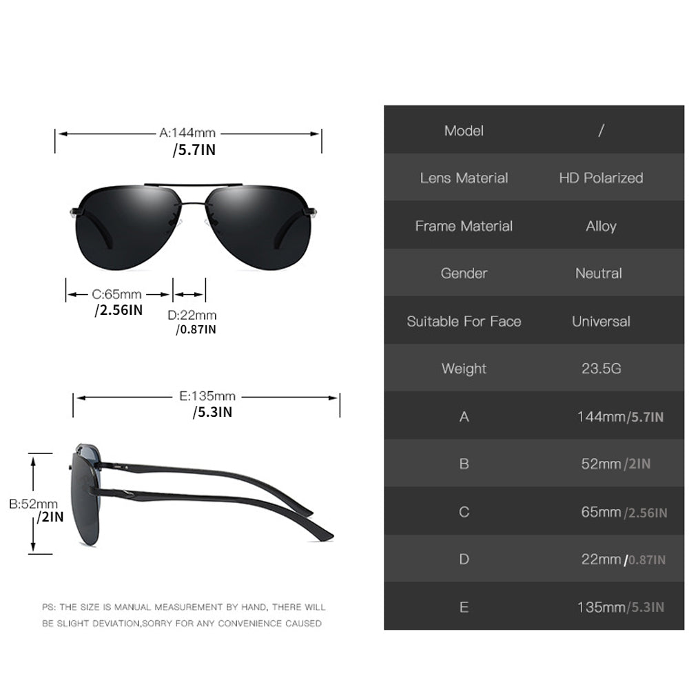 Polarized Half Frame Sunglasses Metal Driving Sun Glasses