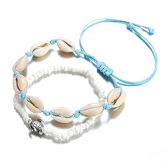 Men's Beads & Shell Rope Sea Turtle Anklet Vintage Bracelets