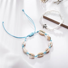 Men's Beads & Shell Rope Sea Turtle Anklet Vintage Bracelets