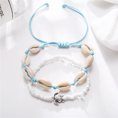 Men's Beads & Shell Rope Sea Turtle Anklet Vintage Bracelets