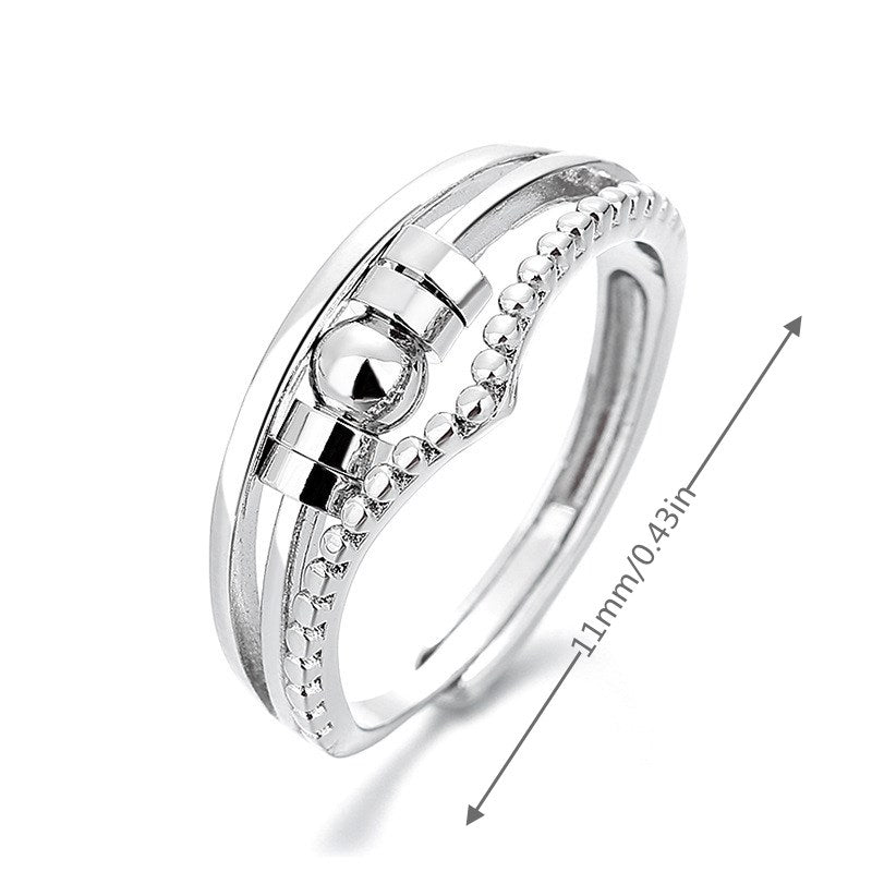 Adjustable Dainty Anxiety Ring with Bead for Stress Relief and Fidgeting