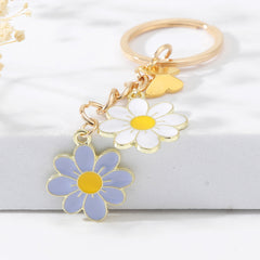 Daisy Flower Key Ring Metal Butterfly Pendant Keyring