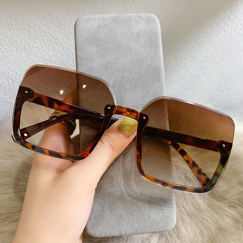 Oversized Semi Rimless Sunglasses UV400