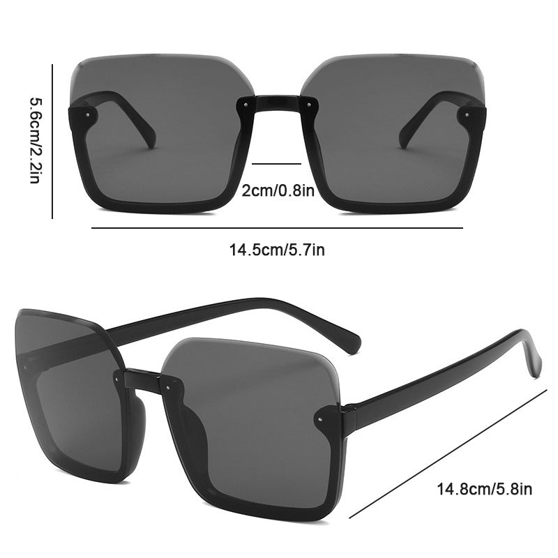 Oversized Semi Rimless Sunglasses UV400