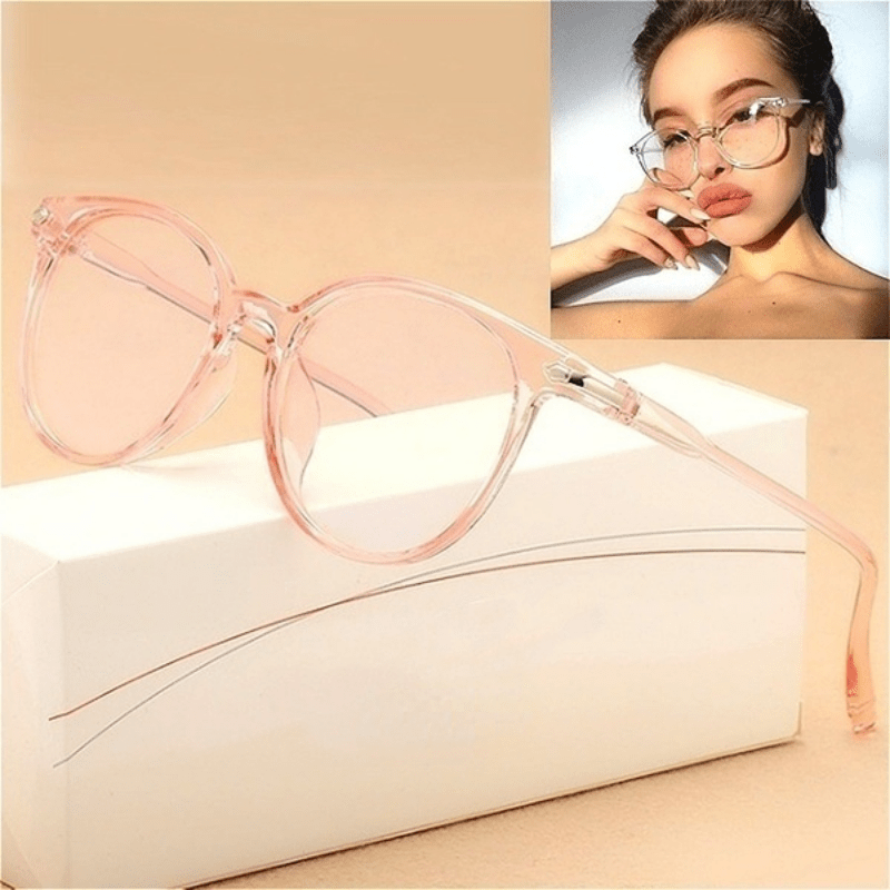 Translucent Round Clear Lens Glasses Lightweight Anti Light Glasses