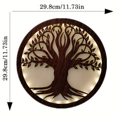 LED Green Plant Tree Creative Lamp Retro Wooden Sign Hanging