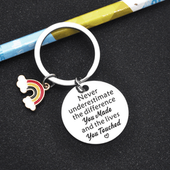 Teachers Key Chain Stainless Steel Rainbow Pendant Gift