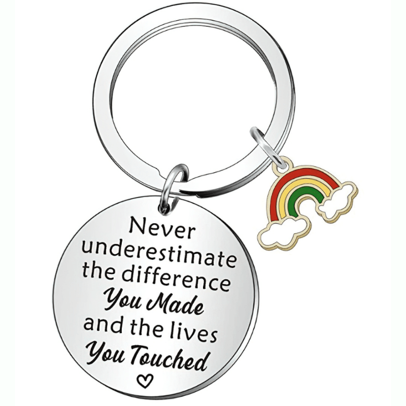 Teachers Key Chain Stainless Steel Rainbow Pendant Gift