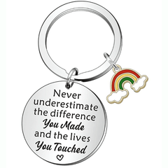Teachers Key Chain Stainless Steel Rainbow Pendant Gift