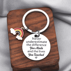 Teachers Key Chain Stainless Steel Rainbow Pendant Gift