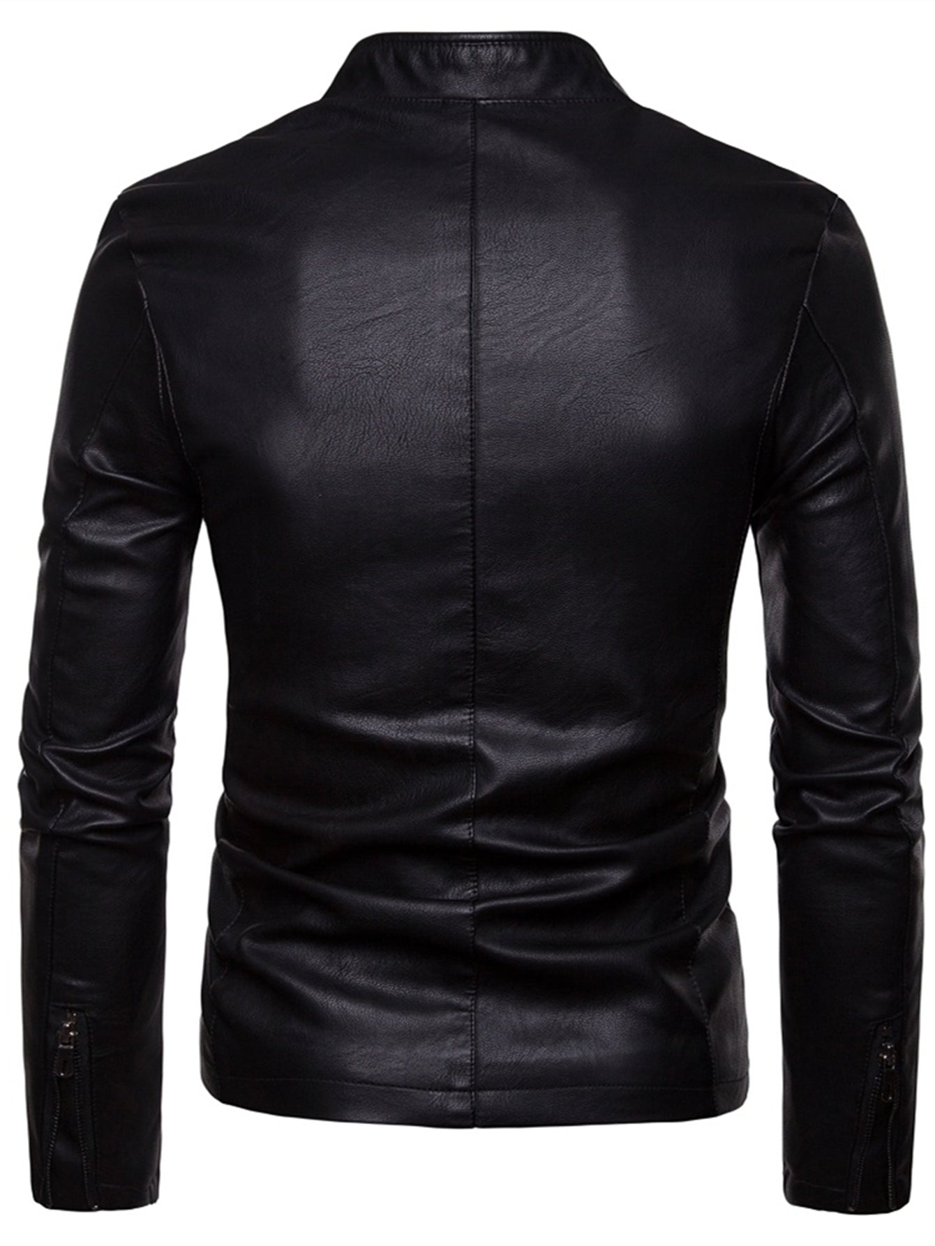 Men's Classic PU Zip Up Faux Leather Jacket