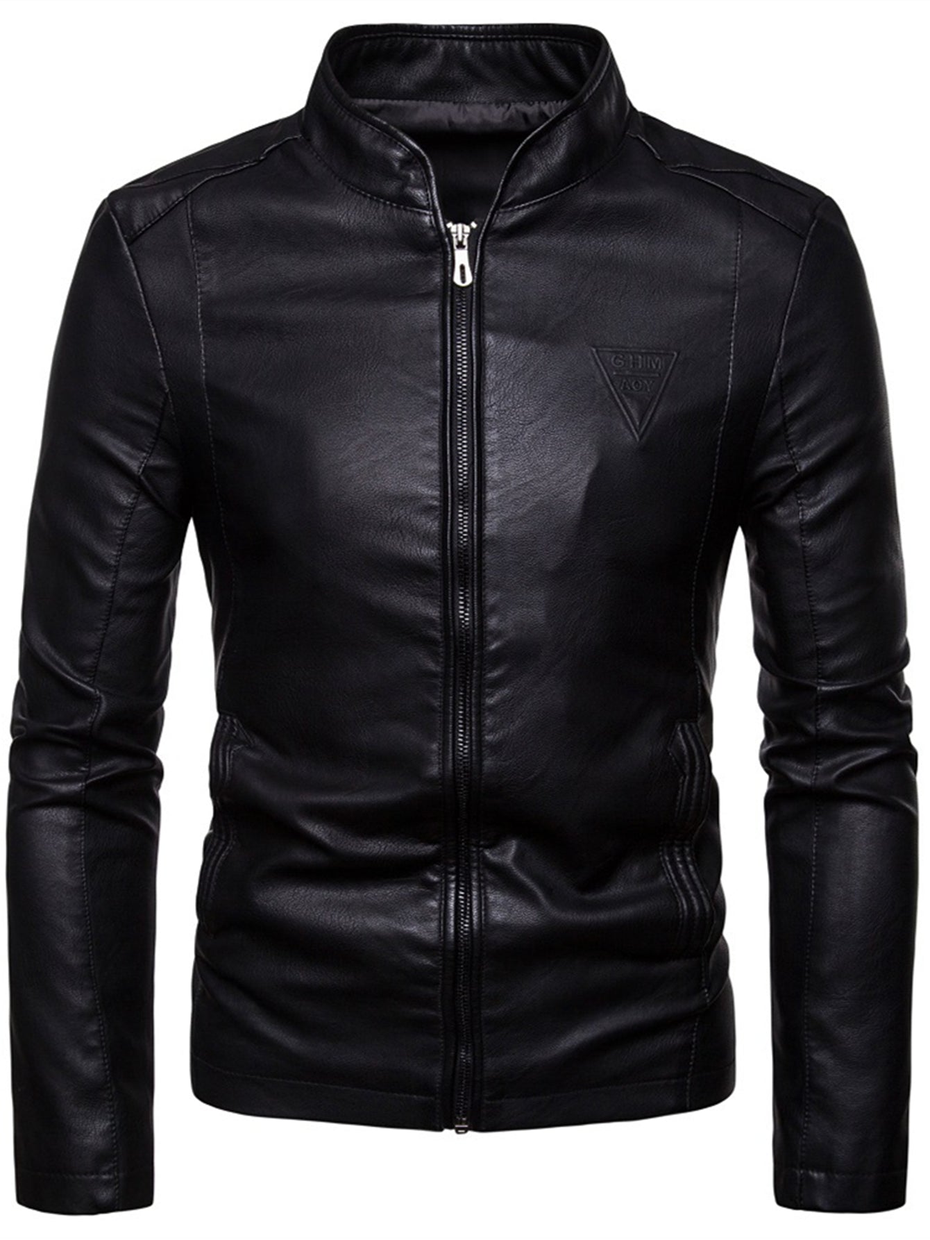 Men's Classic PU Zip Up Faux Leather Jacket