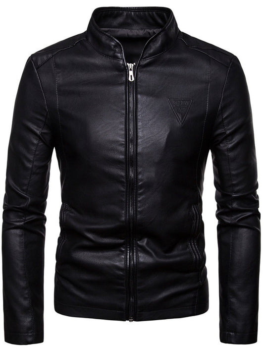 Men's Classic PU Zip Up Faux Leather Jacket