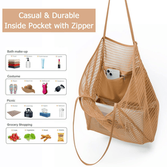 Minimalist Mesh Tote Shoulder Bag Lightweight Storage Bag