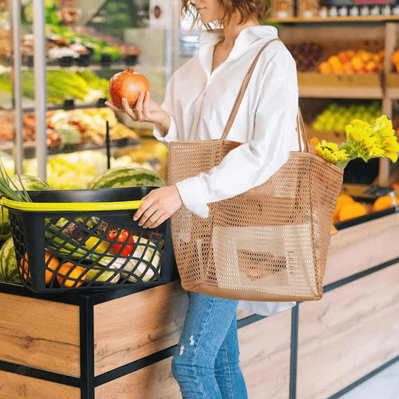 Minimalist Mesh Tote Shoulder Bag Lightweight Storage Bag