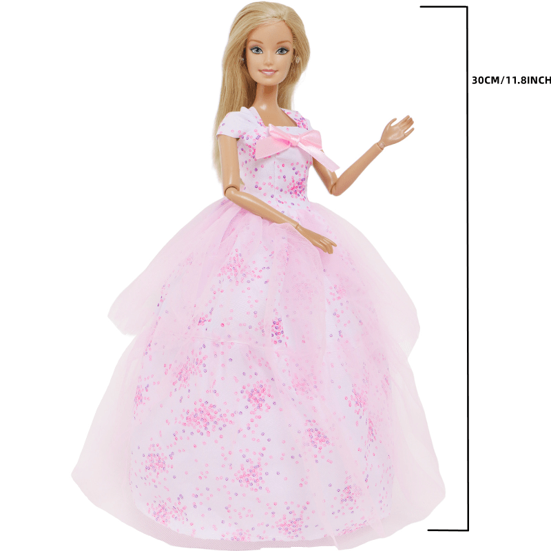 Pink Print Princess Party Gown Doll Accessories Gift