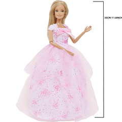 Pink Print Princess Party Gown Doll Accessories Gift