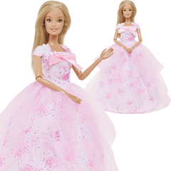 Pink Print Princess Party Gown Doll Accessories Gift