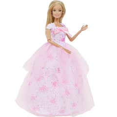 Pink Print Princess Party Gown Doll Accessories Gift