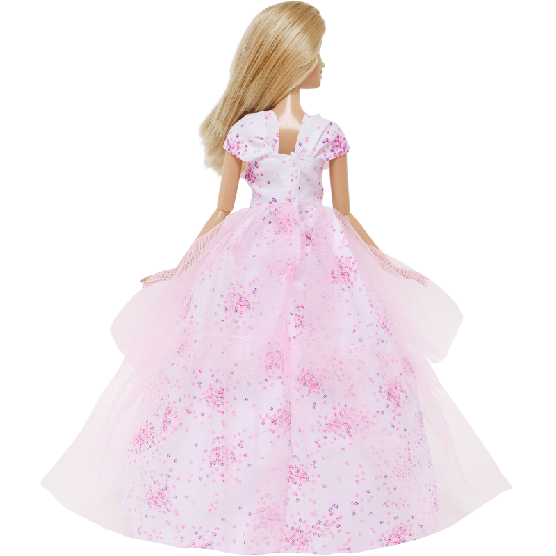 Pink Print Princess Party Gown Doll Accessories Gift
