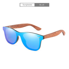 Mixed Lens Polarized Wood Frame Sunglasses