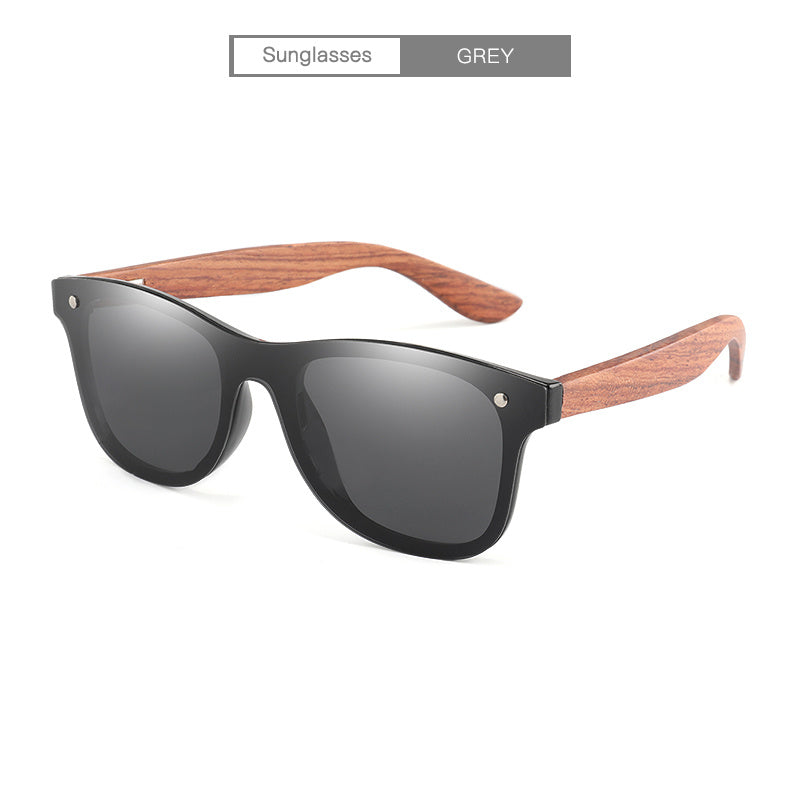 Mixed Lens Polarized Wood Frame Sunglasses