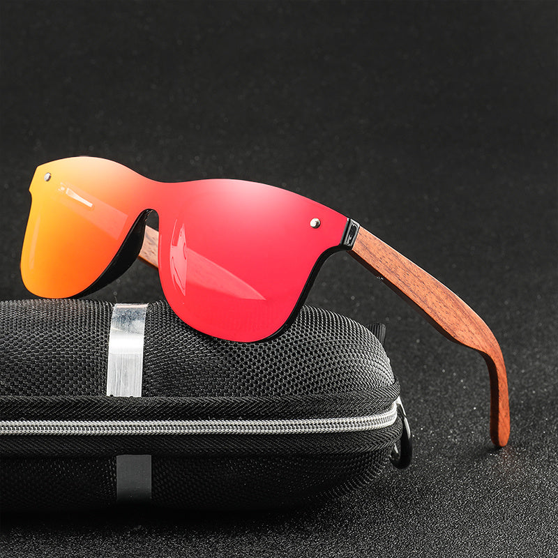 Mixed Lens Polarized Wood Frame Sunglasses