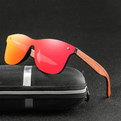 Mixed Lens Polarized Wood Frame Sunglasses