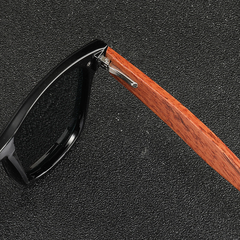 Mixed Lens Polarized Wood Frame Sunglasses