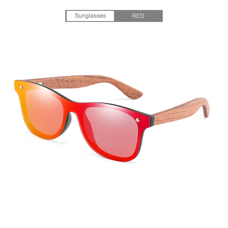 Mixed Lens Polarized Wood Frame Sunglasses
