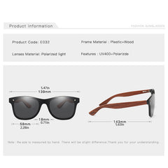 Mixed Lens Polarized Wood Frame Sunglasses