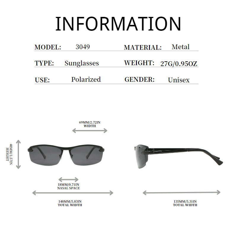 Men's Polarized Metal Frame Sunglasses UV400 Retro Business Eyewear