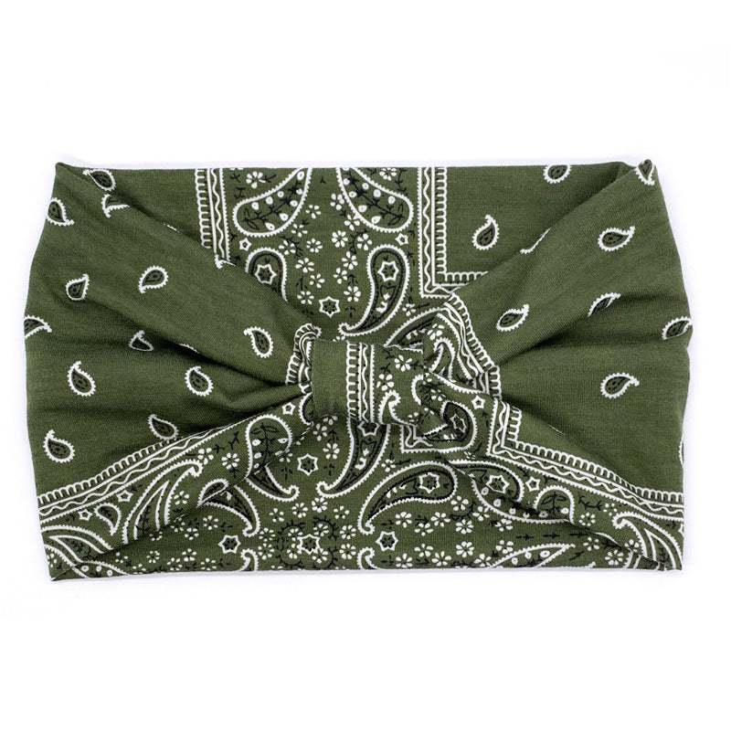 Women Knotted Turban Headband Elastic Non Slip Hairbands Floral