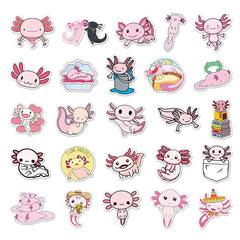 50pcs Pink Axolotl Stickers For Toys Luggage Skateboard Journal DIY Stickers
