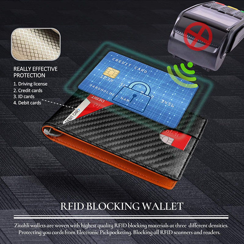 Men's Carbon Fiber Card Holder Money Clip