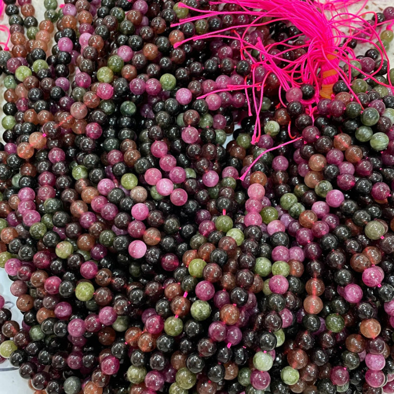 Rainbow Tourmaline Round Beads 6mm-10mm Candy Tourmaline Loose Beads