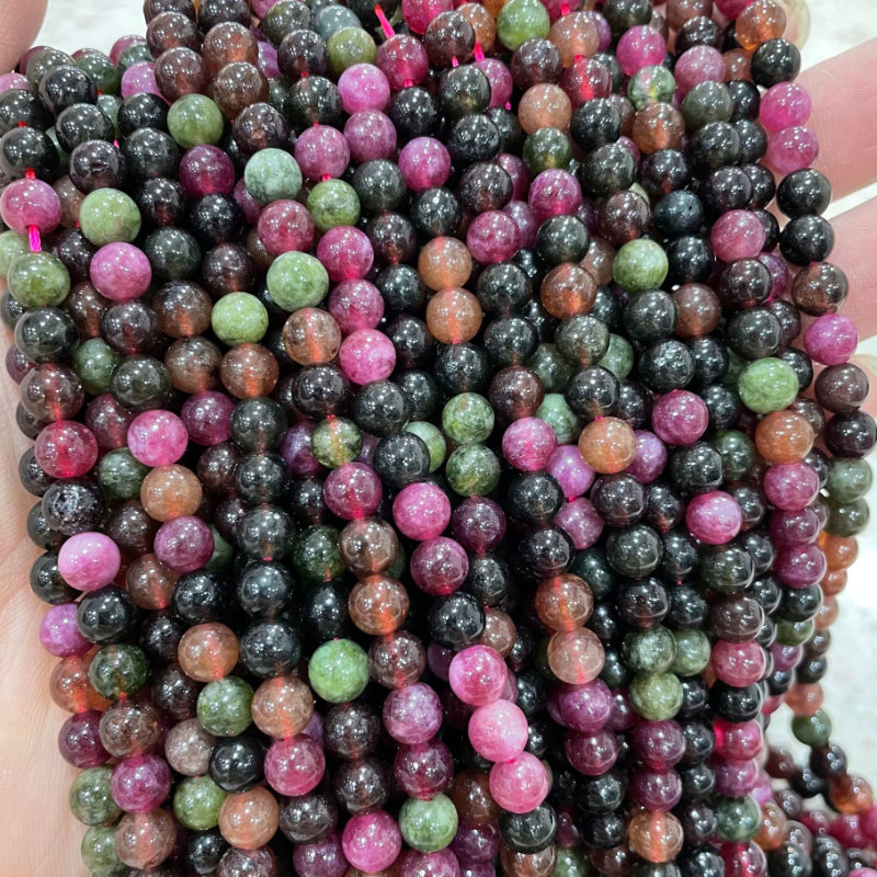 Rainbow Tourmaline Round Beads 6mm-10mm Candy Tourmaline Loose Beads