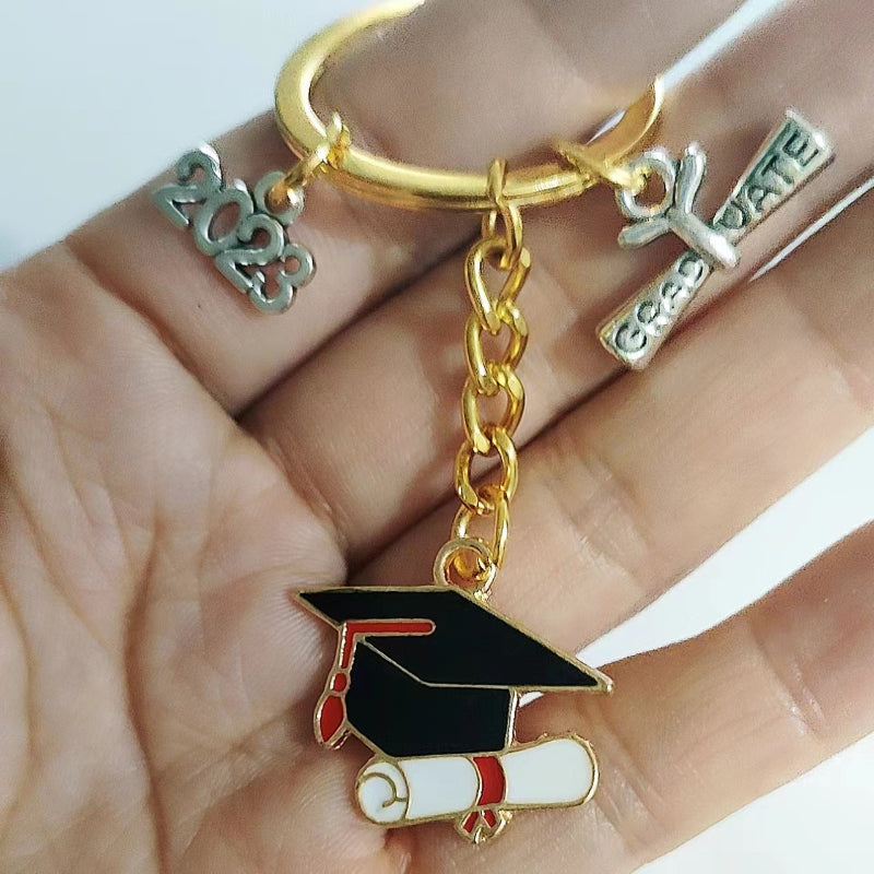 Graduation Series Keychain Customizable Key Ring Metal Bag Purse Charm