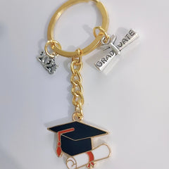Graduation Series Keychain Customizable Key Ring Metal Bag Purse Charm