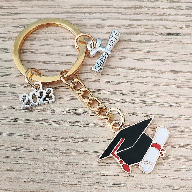 Graduation Series Keychain Customizable Key Ring Metal Bag Purse Charm