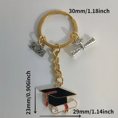 Graduation Series Keychain Customizable Key Ring Metal Bag Purse Charm