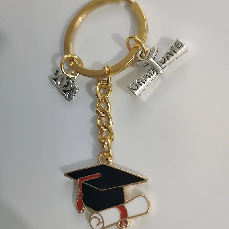 Graduation Series Keychain Customizable Key Ring Metal Bag Purse Charm