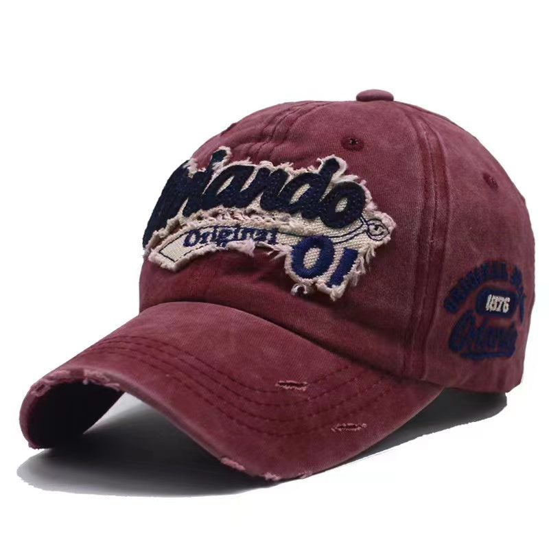 Embroidery Baseball Cap Distressed Cotton Sports Hat Vintage Sunscreen Dad Hat