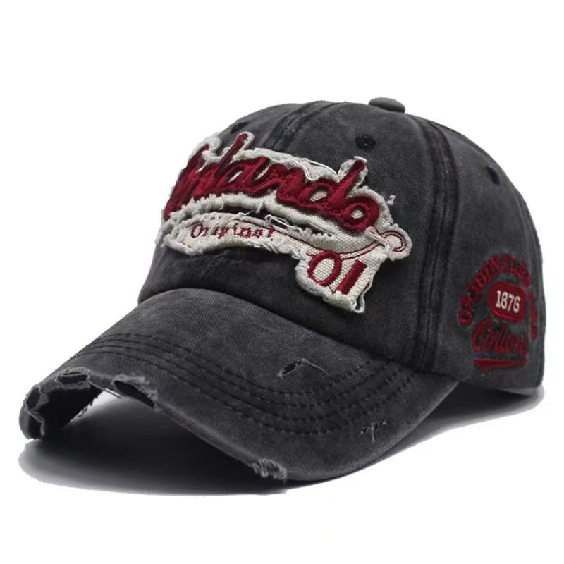 Embroidery Baseball Cap Distressed Cotton Sports Hat Vintage Sunscreen Dad Hat