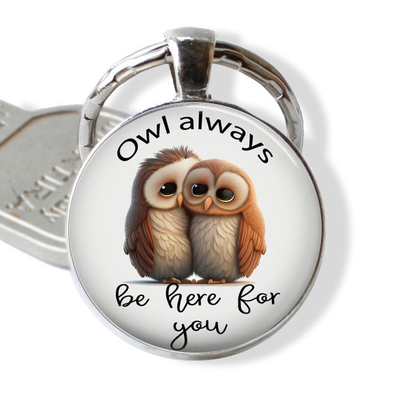 Owls Keychain Owl Always Be There For You Metal Pendant Key Ring Accessories