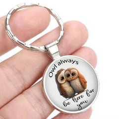 Owls Keychain Owl Always Be There For You Metal Pendant Key Ring Accessories