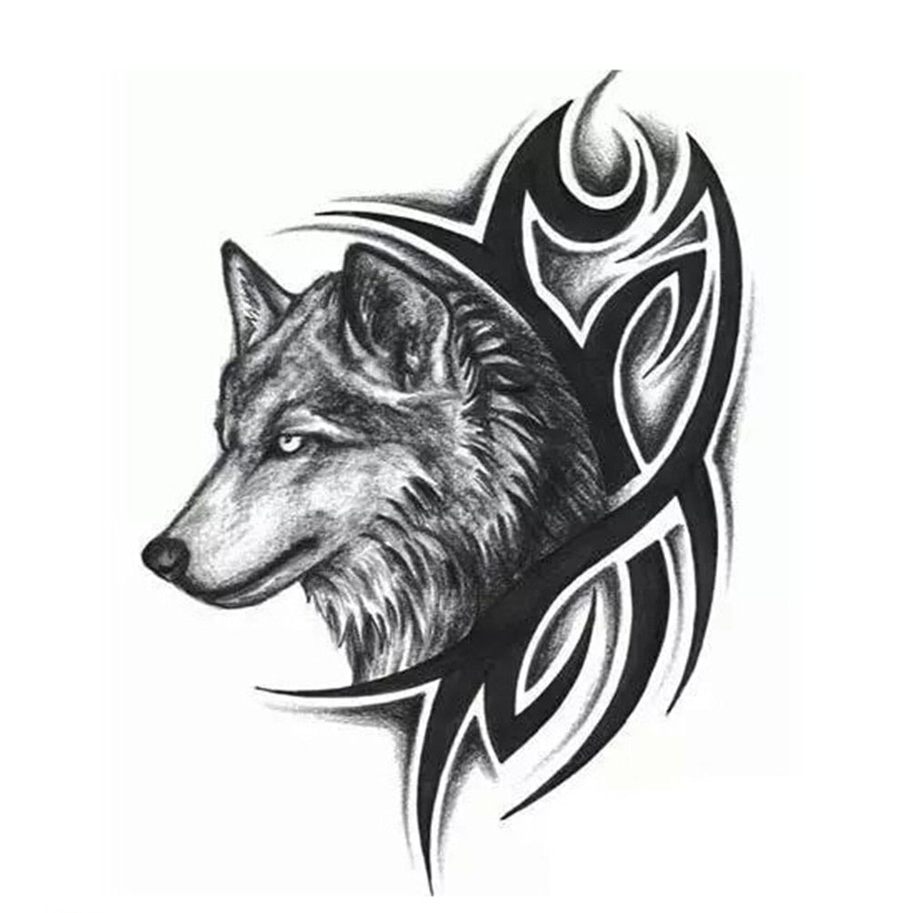 Wolf Head Temporary Tattoo Sticker For Men And Women