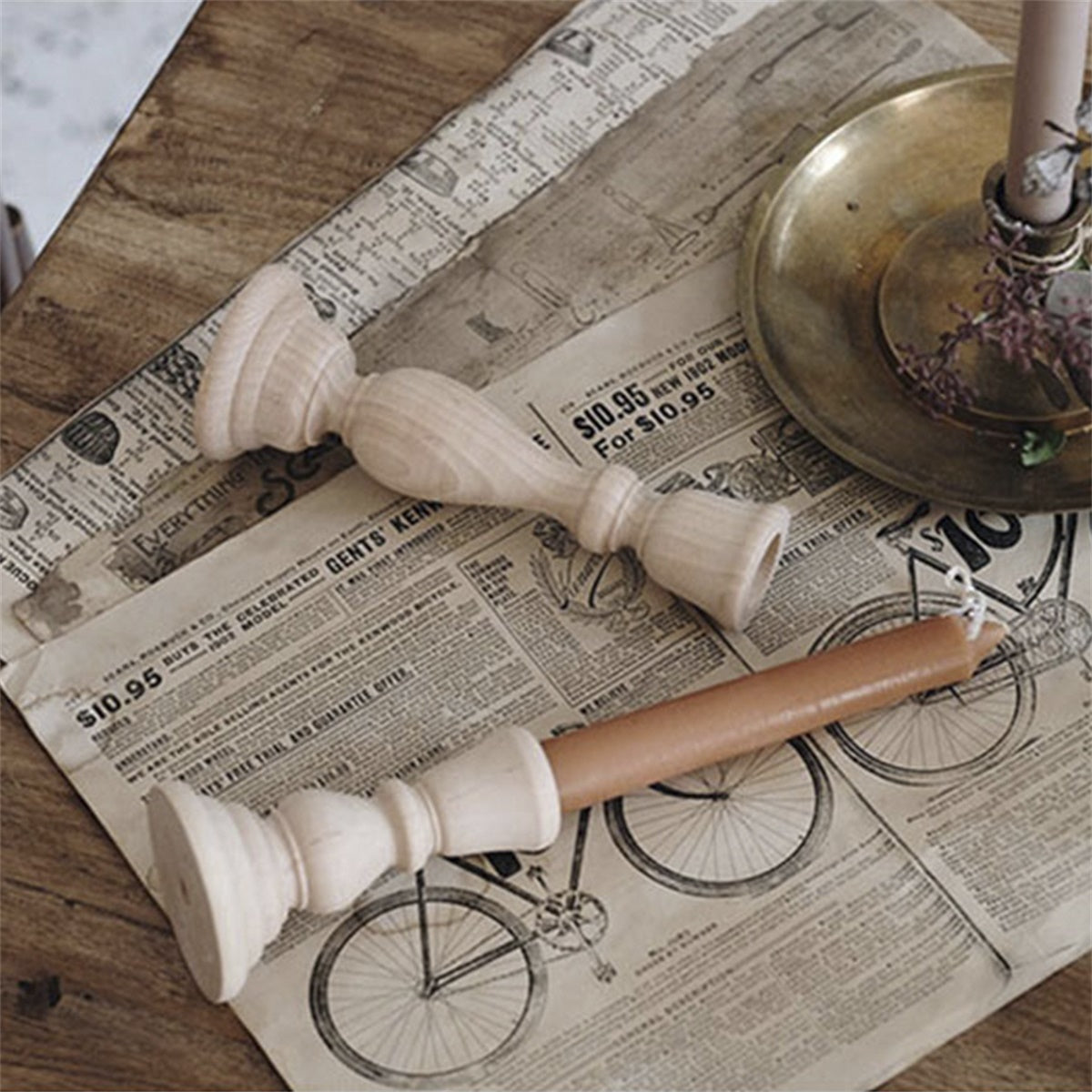 Unfinished Wooden Candlestick Holders Classic Farmhouse Candle Holders