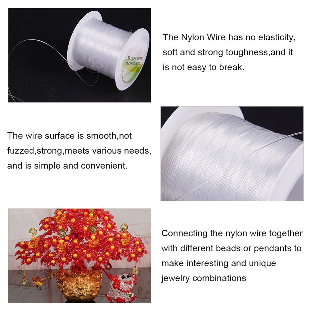 Clear Nylon Wire for DIY Jewelry Making Transparent Fishing Line 40m Roll